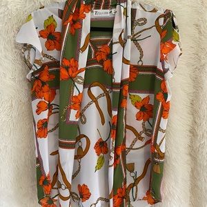 Pretty patterned top with tie detail